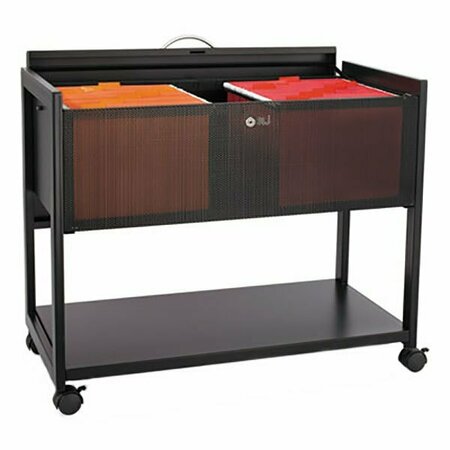 SAFCO 5353BL 33 1/4'' x 17'' x 27'' Black Mesh Tub File Cart with Locking Top 5475353BL